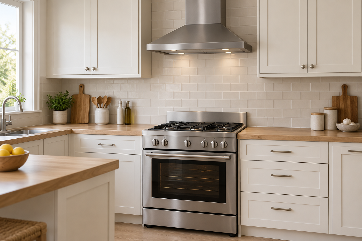 Cocina con horno y campana extractora