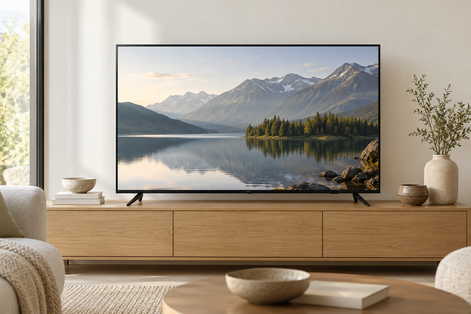 Televisor de pantalla plana en una sala